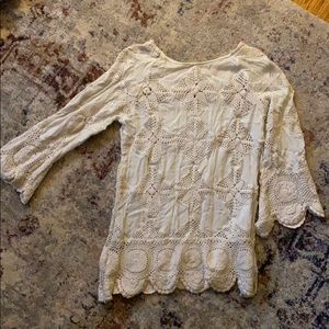 Free People Crochet Cropped SleeveTop